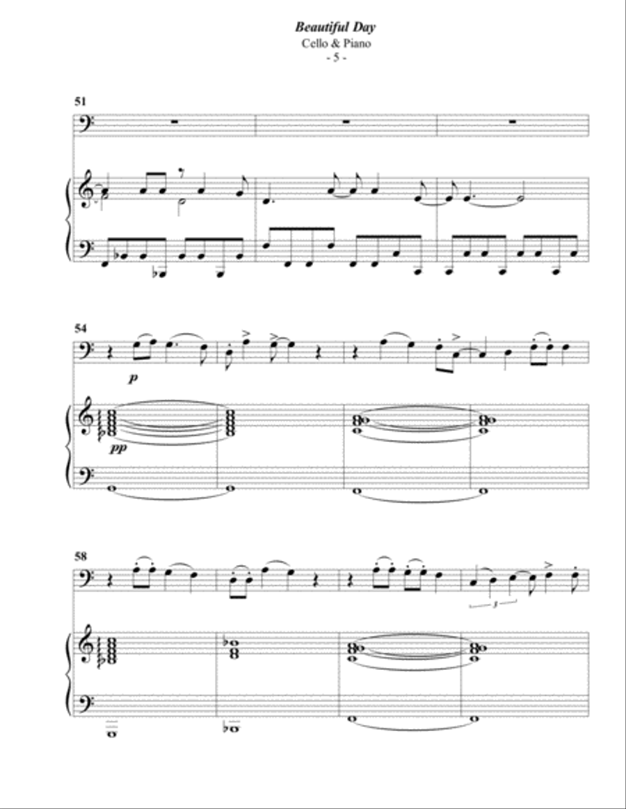 Beautiful Day Piano scores gallery preview page 5