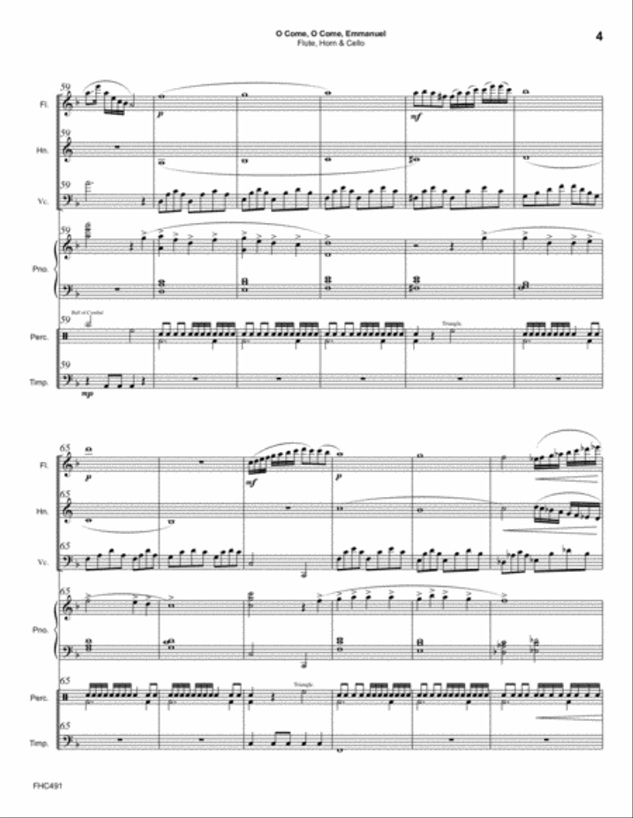O COME, O COME EMMANUEL/COME THOU LONG-EXPECTED JESUS - Flute, Horn & Cello with Piano Small Ensemble scores gallery preview page 4