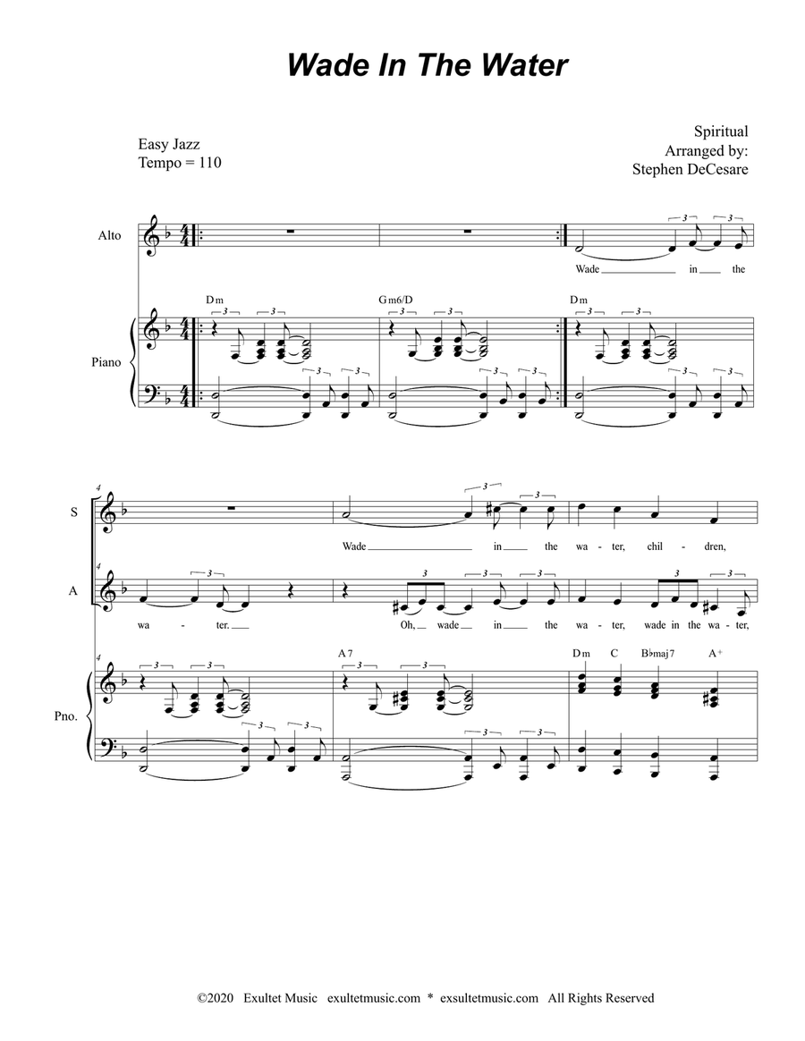 Wade In The Water (for 2-part choir - (SA) SA scores gallery preview page 1