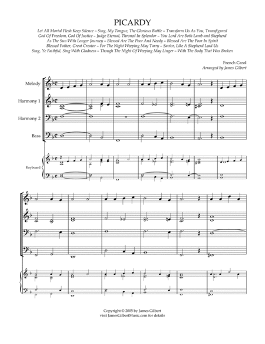 PICARDY (Let All Mortal Flesh Keep Silent) Small Ensemble scores gallery preview page 2