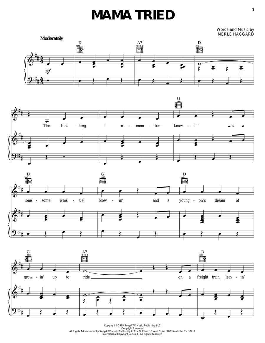 Mama Tried Guitar scores gallery preview page 1