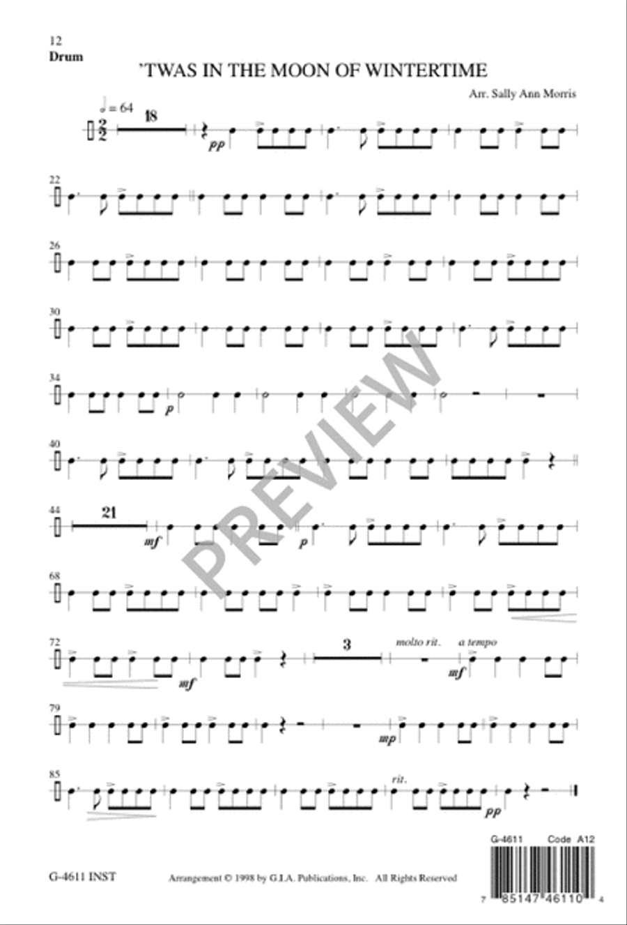 ’Twas in the Moon of Wintertime 4-Part scores gallery preview page 12