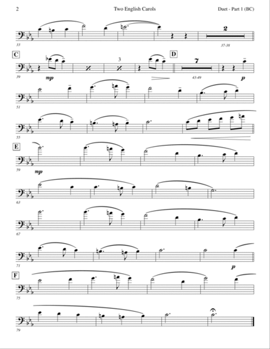 Two English Carols (Coventry Carol; What Child Is This?) Trombone Duet scores gallery preview page 5