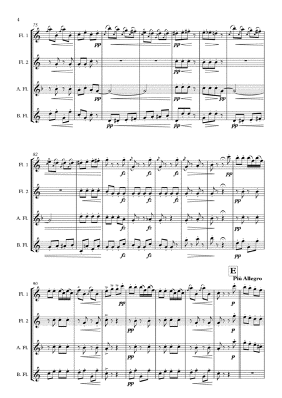 Pizzicato Polka arranged for Flute Quartet Flute Quartet scores gallery preview page 6
