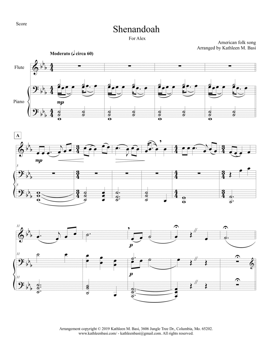 Shenandoah arr. for flute & piano image number null