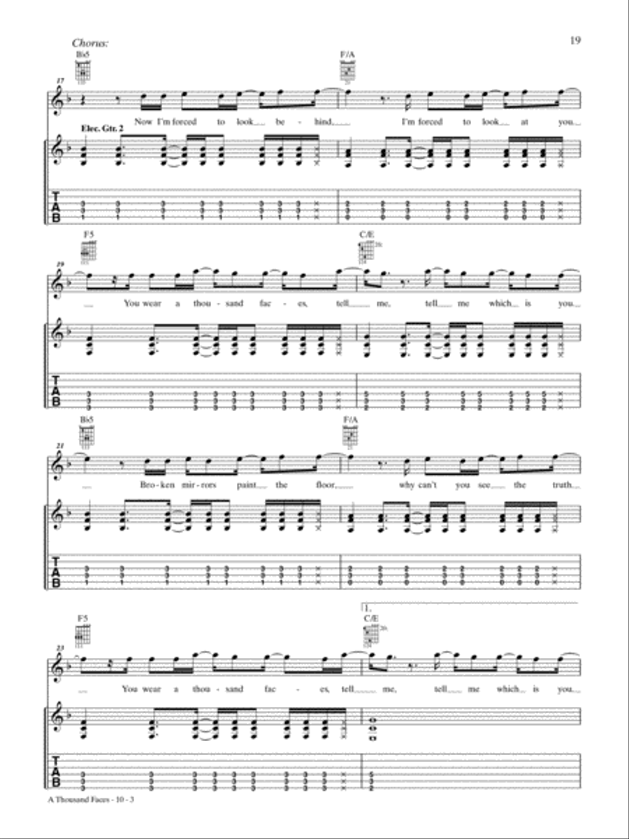 A Thousand Faces Guitar Tablature scores gallery preview page 3