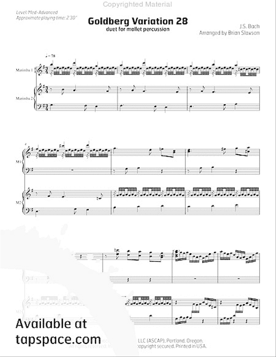 Goldberg Variation 28 Marimba scores gallery preview page 4