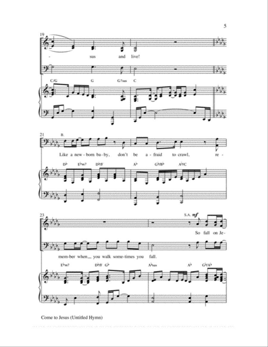 Come to Jesus (Untitled Hymn) 3-Part scores gallery preview page 6