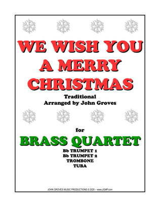 Book cover for We Wish You A Merry Christmas - 2 Trumpet, Trombone, Tuba (Brass Quartet)