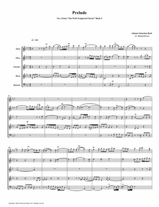 Prelude 04 from Well-Tempered Clavier, Book 2 (Woodwind Quintet)