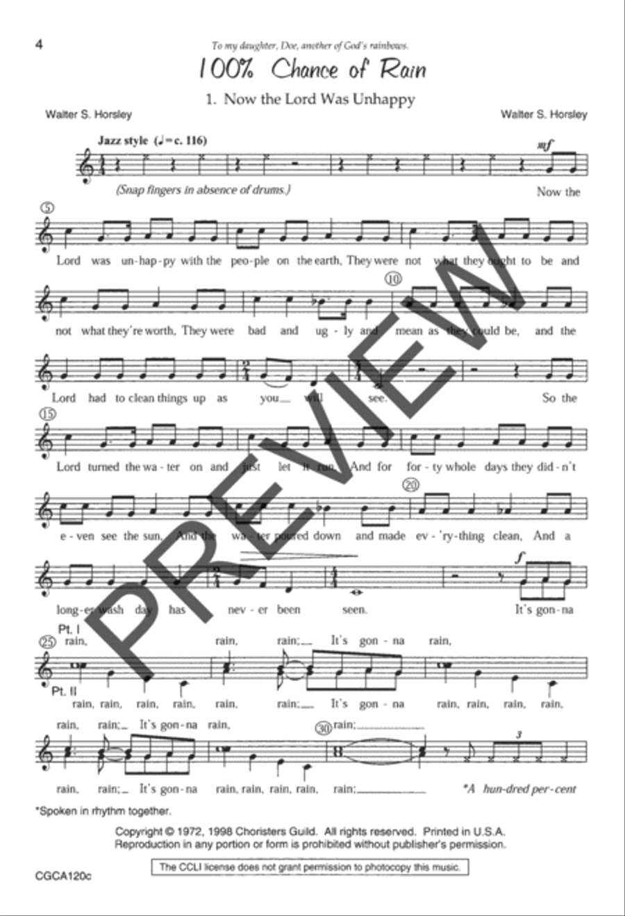 100% Chance of Rain Preview Kit (Score & CD) Choir scores gallery preview page 3