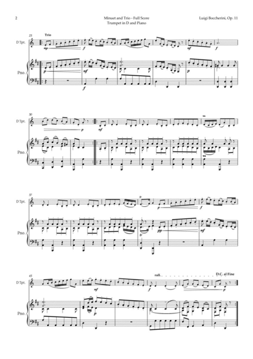 Minuet by Boccherini for Trumpet in D and Piano image number null