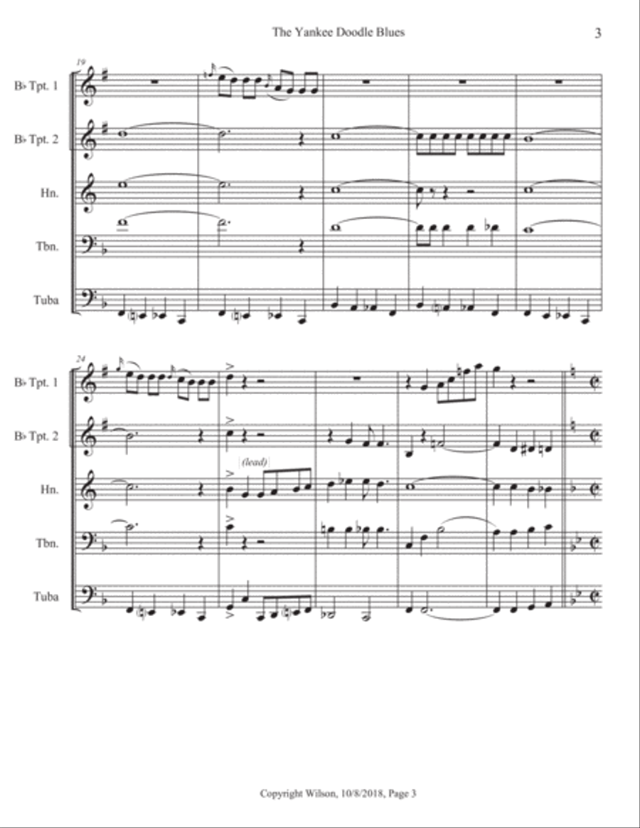 The Yankee Doodle Blues Brass Quintet scores gallery preview page 4