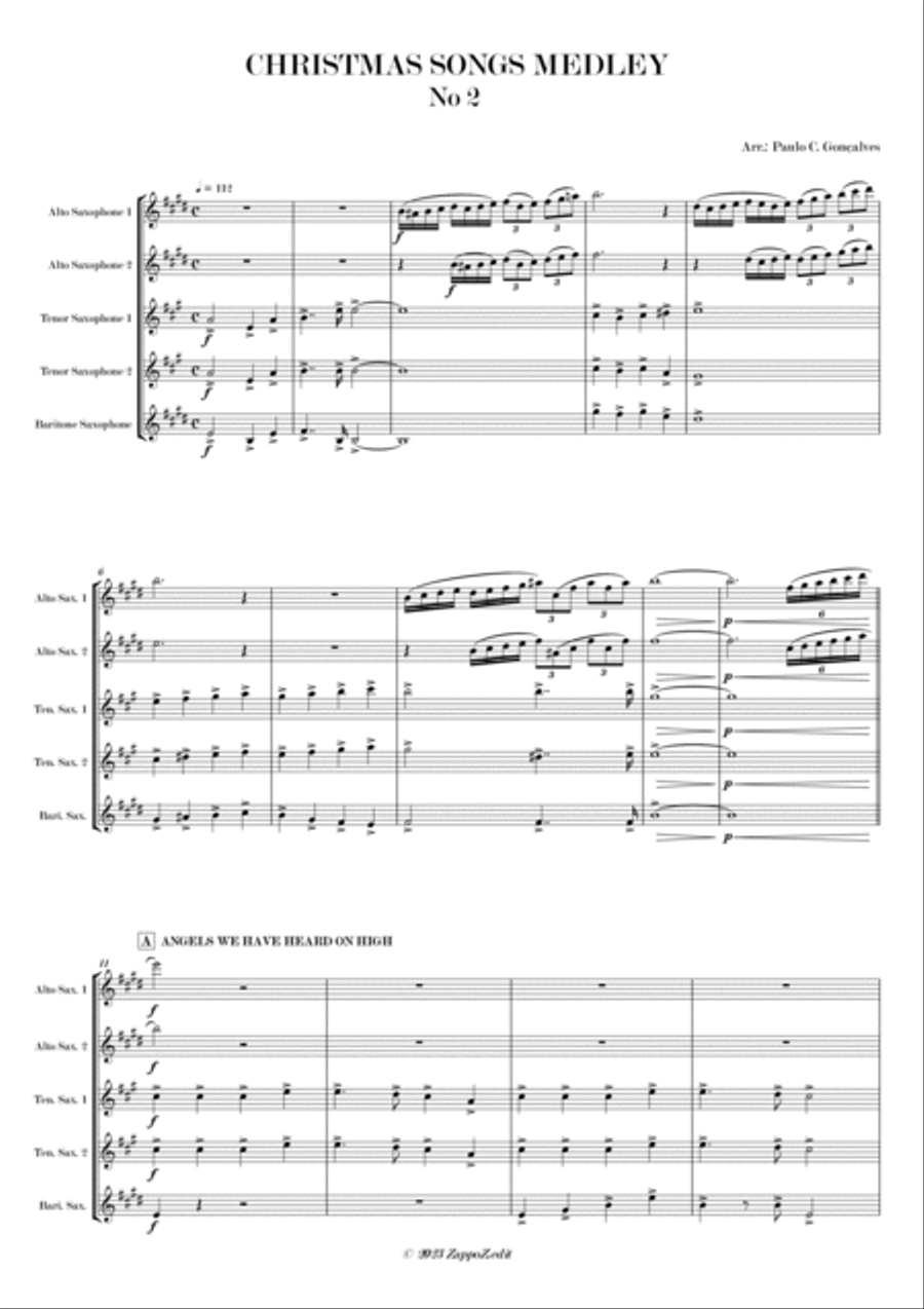 CHRISTMAS SONGS MEDLEY Nº 2 Saxophone Quintet scores gallery preview page 3