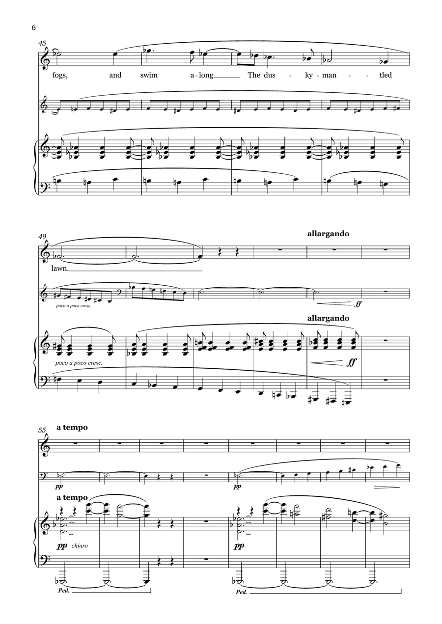 Autumn Evening (soprano, clarinet or viola, and piano) Small Ensemble scores gallery preview page 6