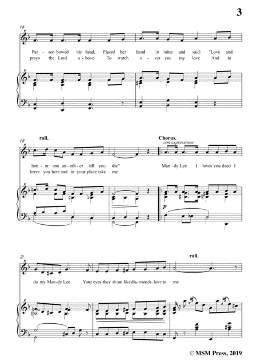 Thurland Chattaway-Mandy Lee,in F Major,for Voice and Piano Voice Solo scores gallery preview page 5