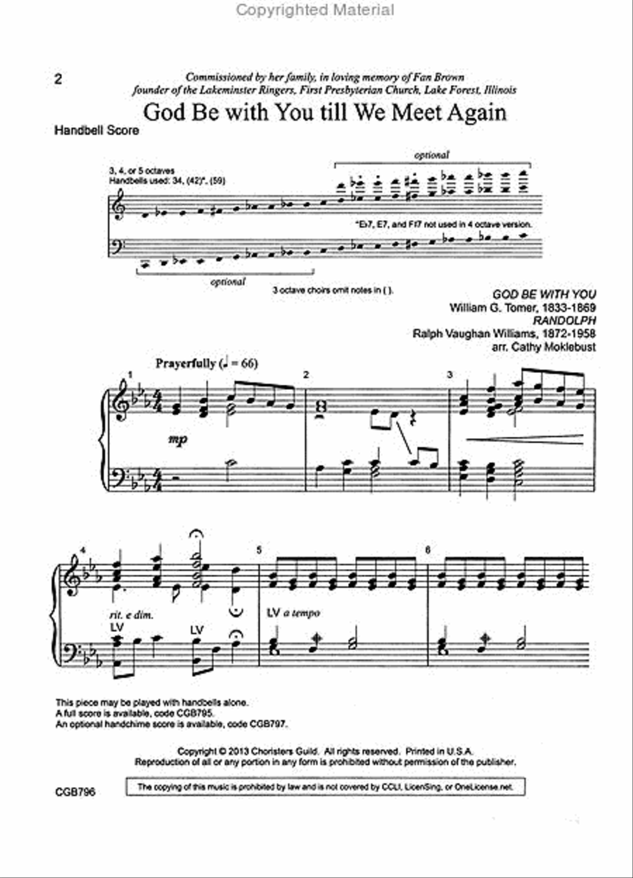 God Be with You till We Meet Again Handbells Score Handbell Choir scores gallery preview page 2