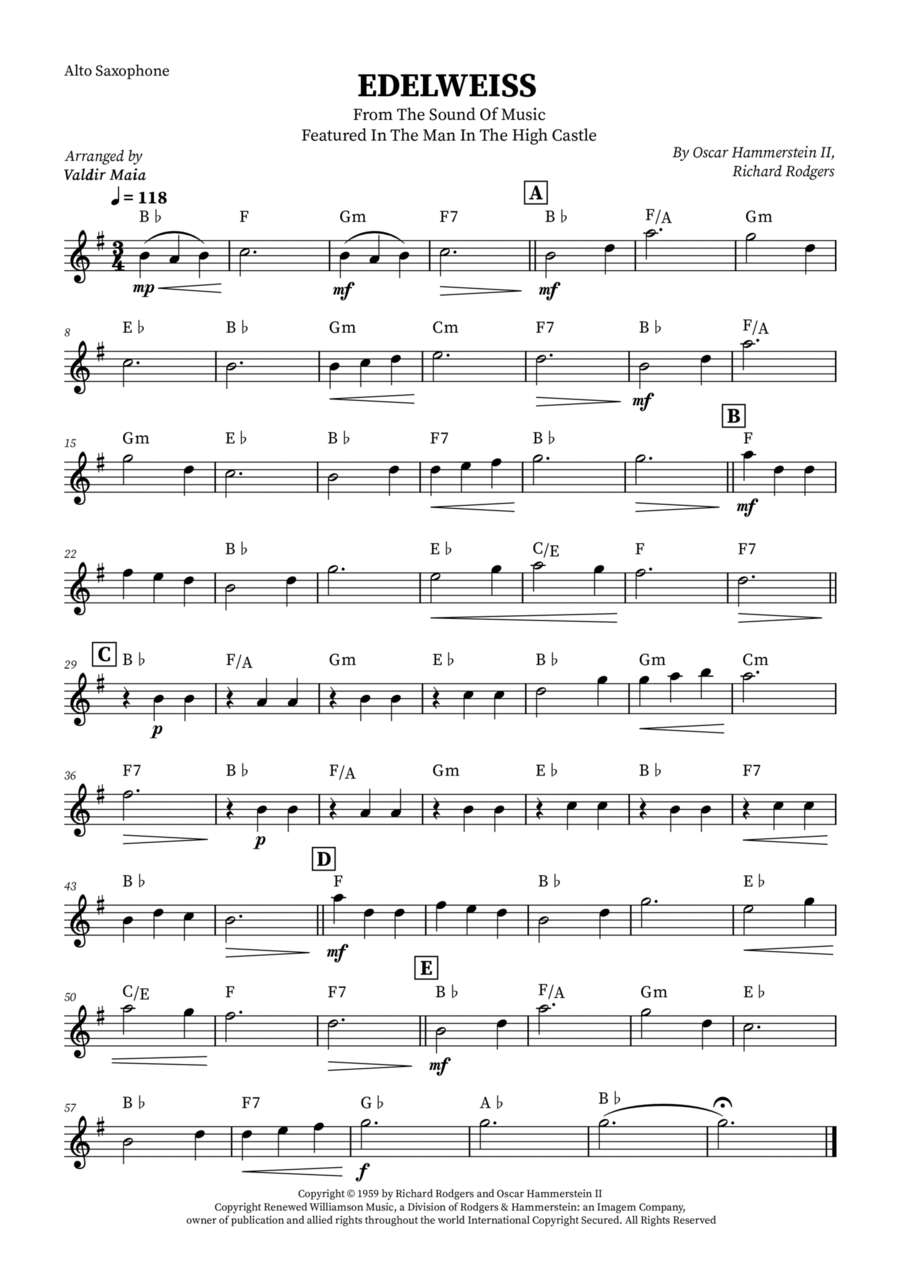 Edelweiss Baritone Saxophone scores gallery preview page 1