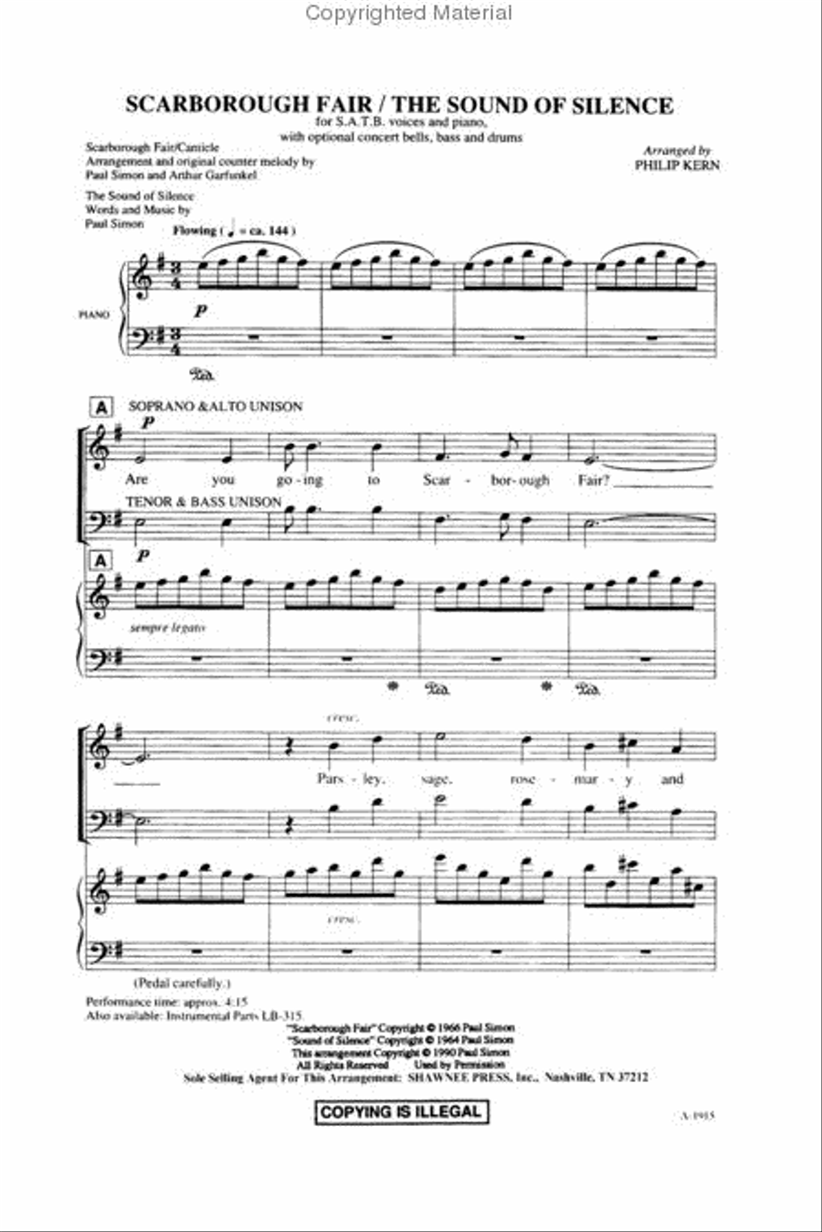 Scarborough Fair/The Sound of Silence 4-Part scores gallery preview page 2