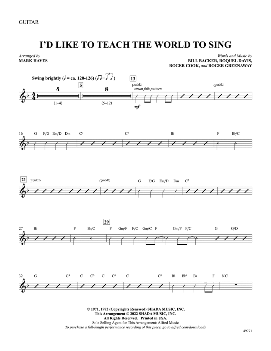 I'd Like to Teach the World to Sing: Guitar Guitar scores gallery preview page 1