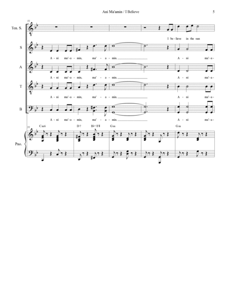Ani Ma'amin (I Believe) (Tenor Solo and SATB - Alternate) image number null