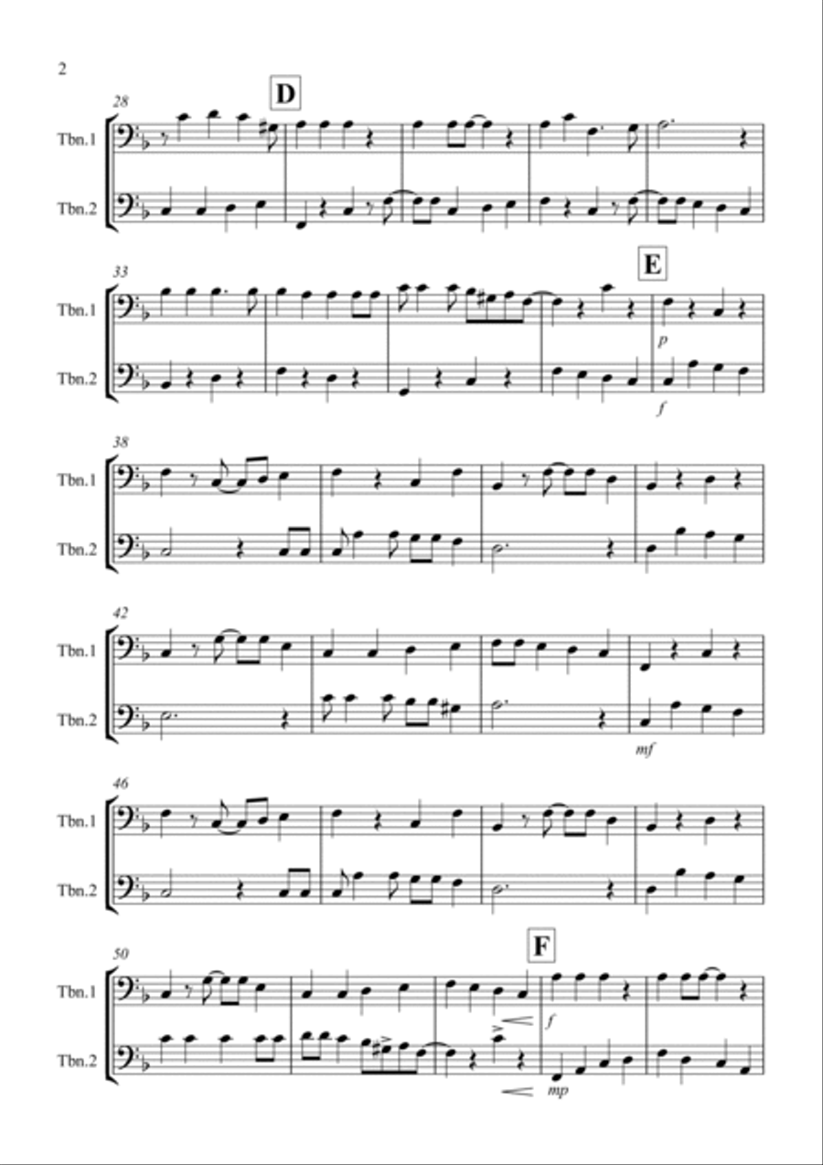 Jingle Bells (Jazzy Style!) for Trombone Duet Trombone Duet scores gallery preview page 2