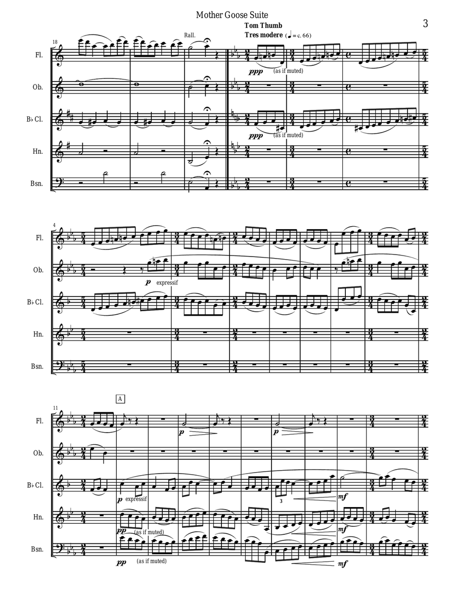 Ravel - Mother Goose Suite Selections for Woodwind Quintet Woodwind Quintet scores gallery preview page 3