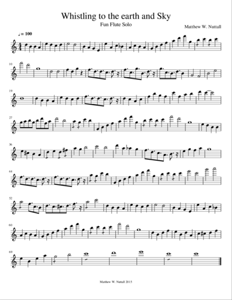 Whistling to the Earth and Sky Flute Solo scores gallery preview page 1