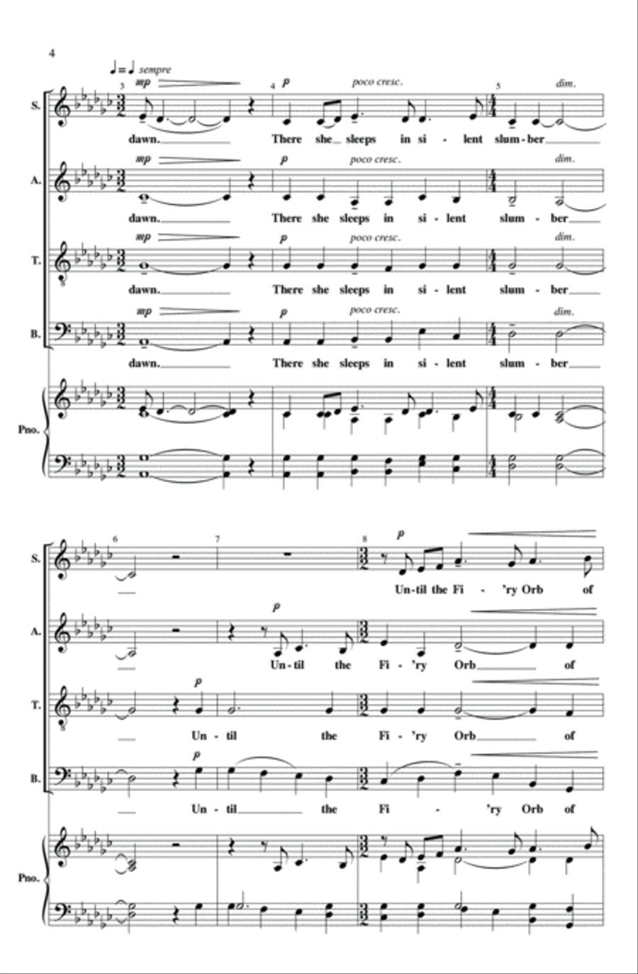 My Love Waits Beyond The Dawn 4-Part scores gallery preview page 2