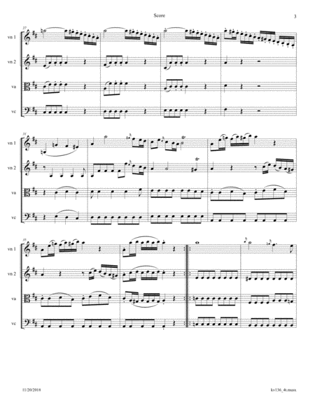 Mozart: Divertimento K 136 for String Quartet, Movement 1 image number null