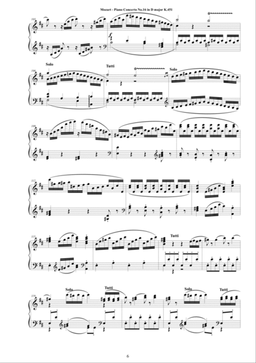 Mozart - Piano Concerto No.16 in D major K.451 - Piano Version Piano Solo scores gallery preview page 6
