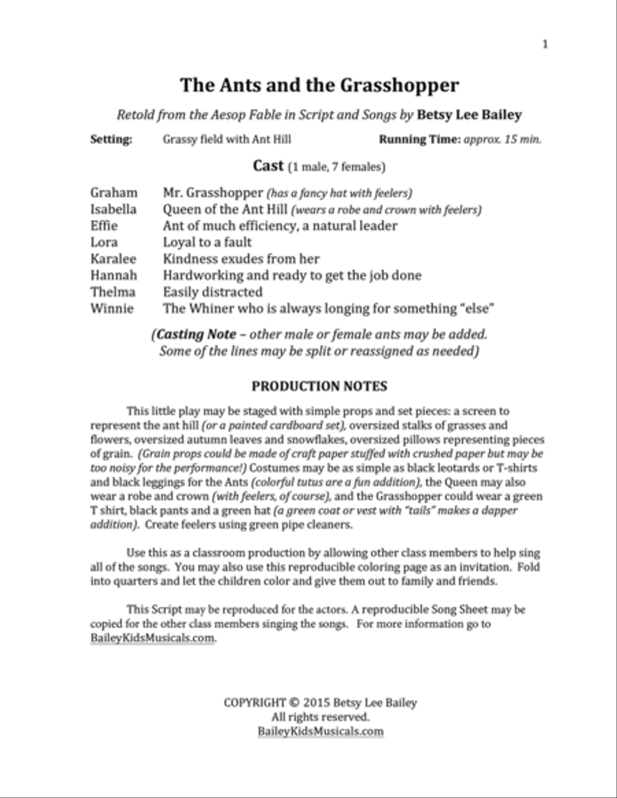 The Ants and the Grasshopper - original script Small Ensemble scores gallery preview page 2