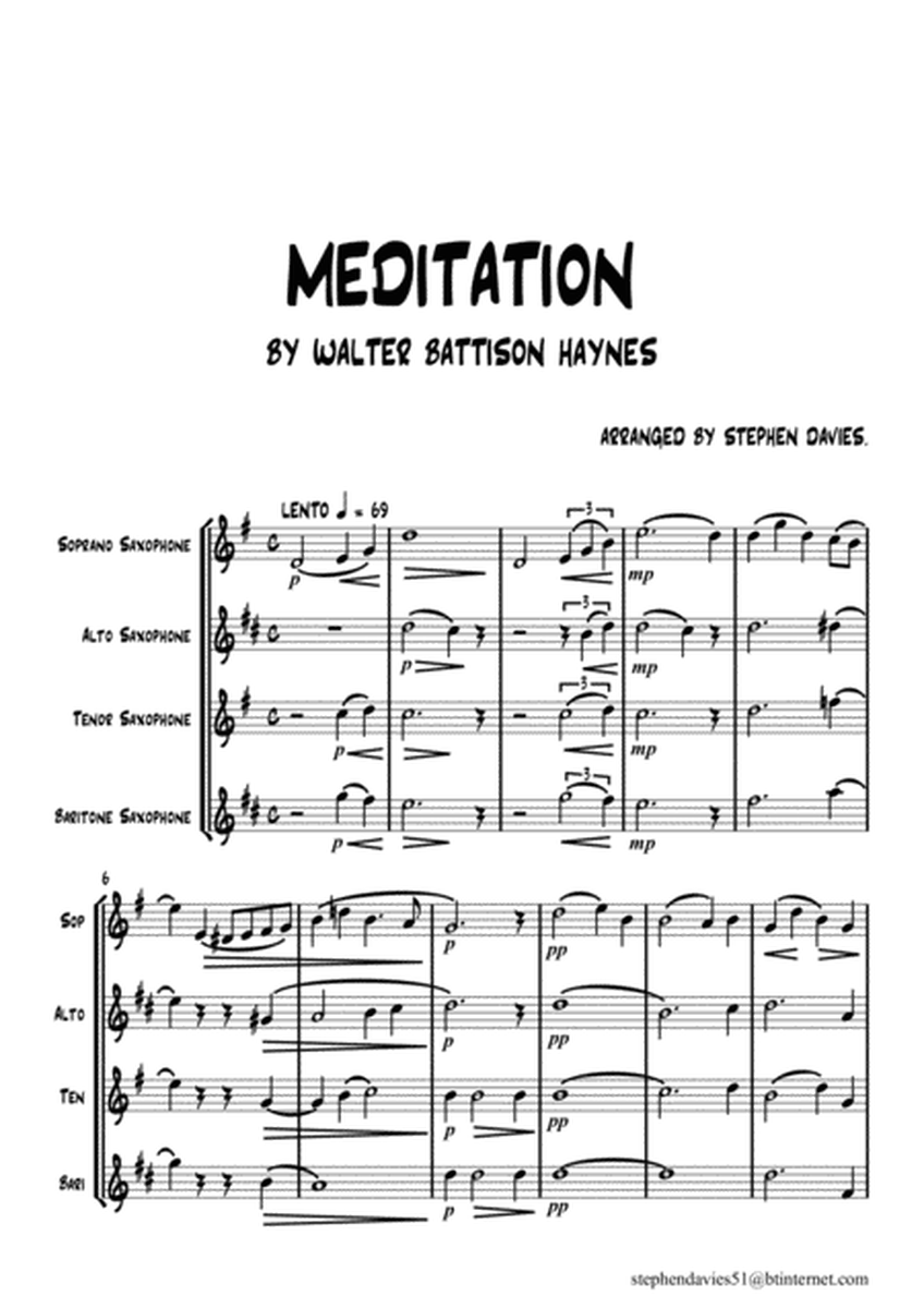 Meditation by Walter Battison Haynes for Saxophone Quartet image number null