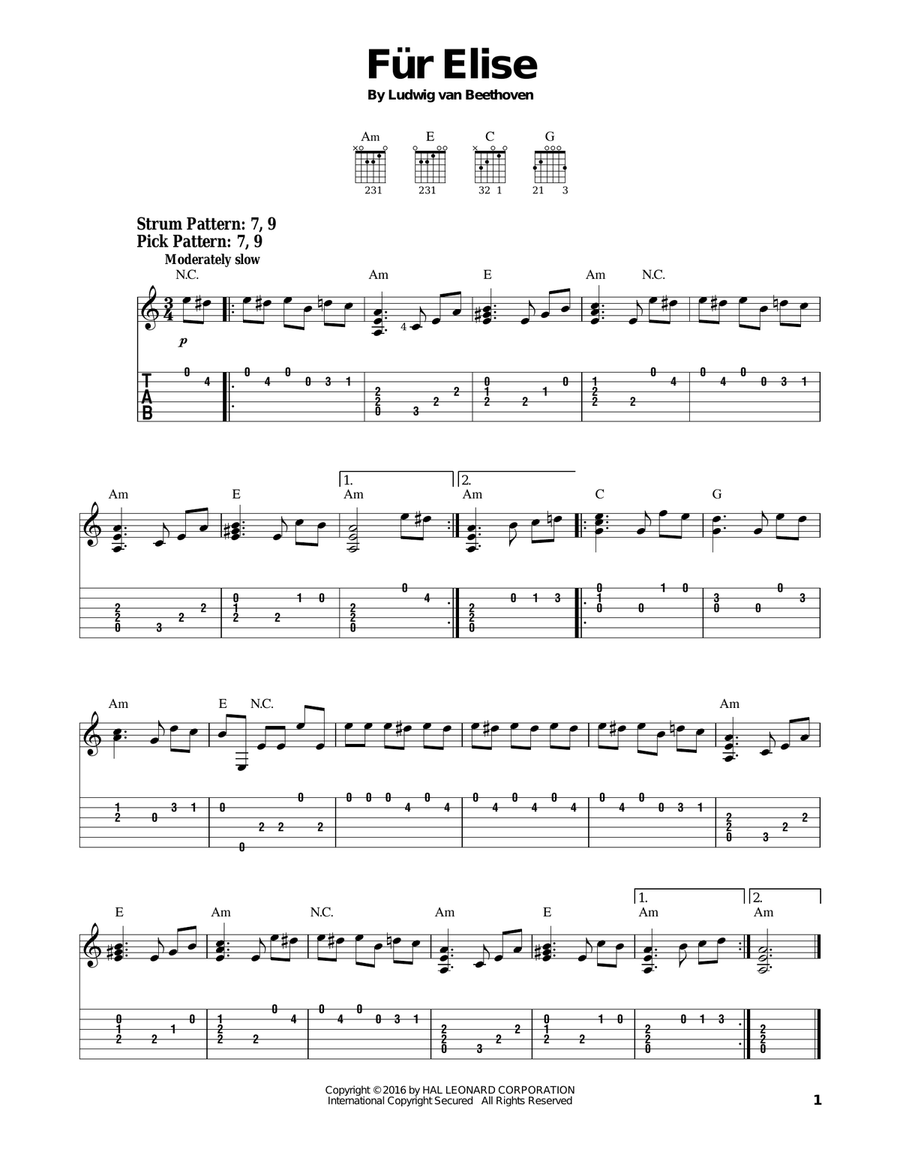 Fur elise on sale classical guitar