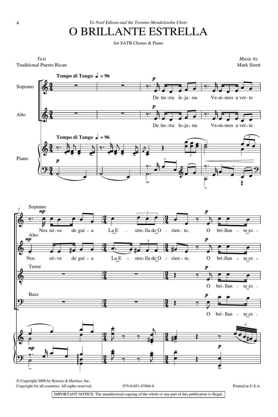O Brillante Estrella 4-Part scores gallery preview page 1