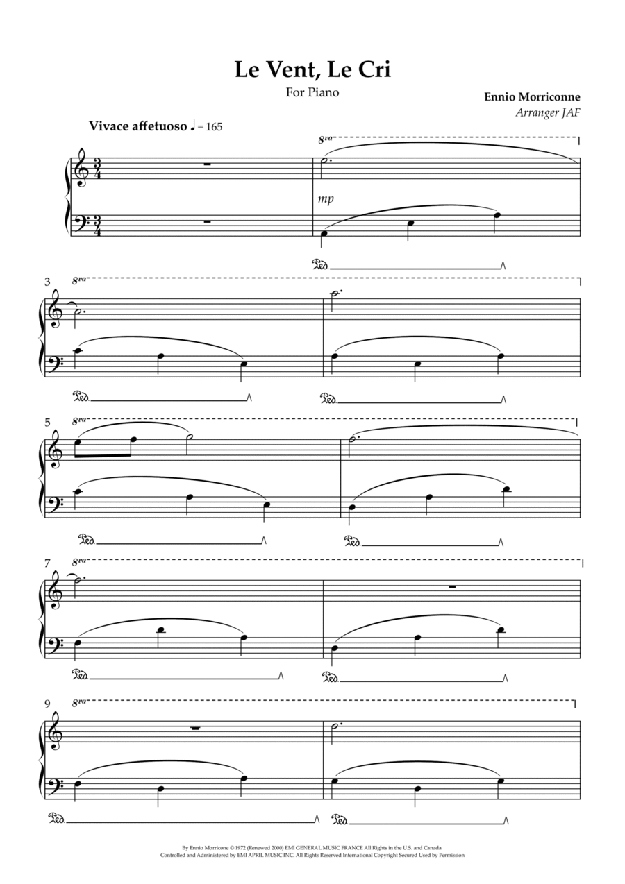 Le Vent, Le Cri Piano Solo scores gallery preview page 1