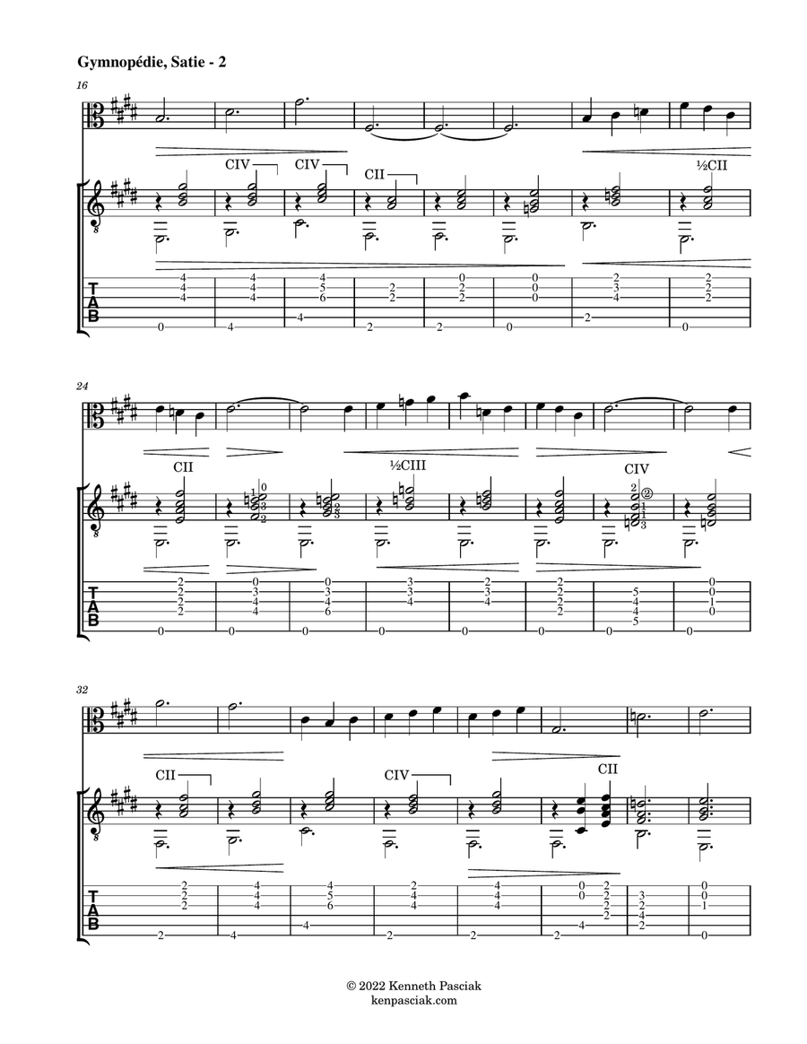 Gymnopédie I (for Viola and Guitar) String Duet scores gallery preview page 4
