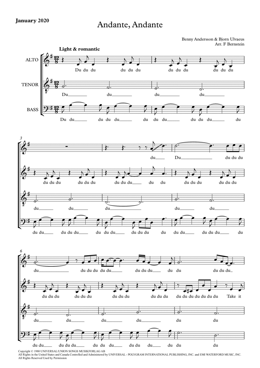 Andante, Andante Andante, Andante 4-Part scores gallery preview page 1