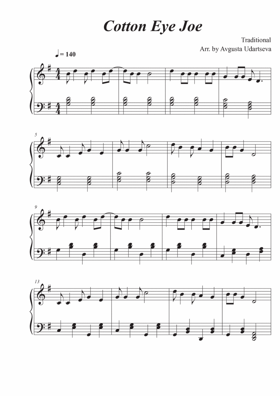 Cotton Eye Joe - Piano Easy Piano scores gallery preview page 1