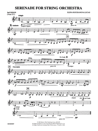 Serenade for String Orchestra: 3rd Violin (Viola [TC])