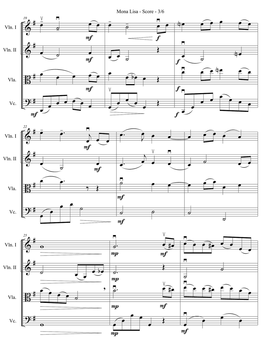Mona Lisa String Quartet scores gallery preview page 5