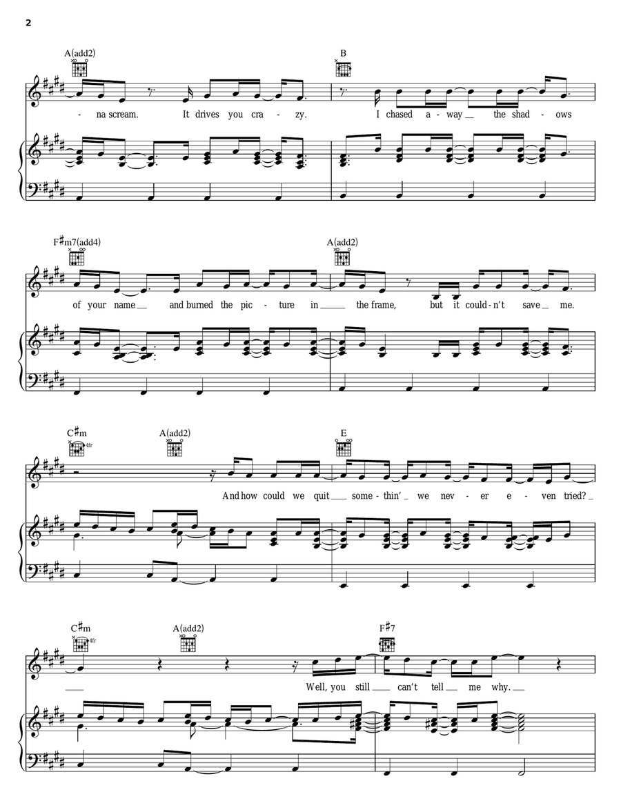 I Can't Hate You Anymore Piano, Vocal, Guitar scores gallery preview page 2