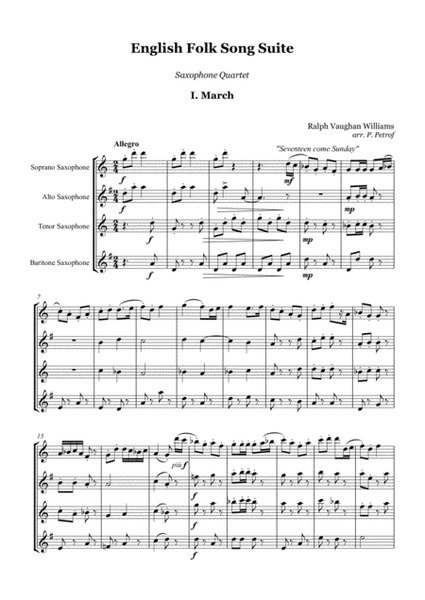English Folk Song Suite - Saxophone Quartet - score and parts image number null