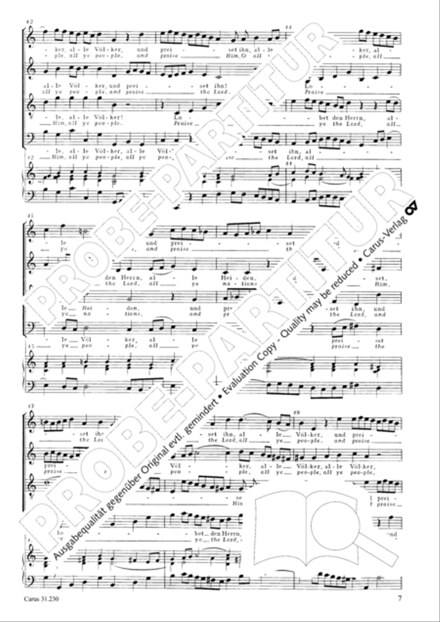 Praise ye the Lord, all ye nations (Lobet den Herrn, alle Heiden) 4-Part scores gallery preview page 8