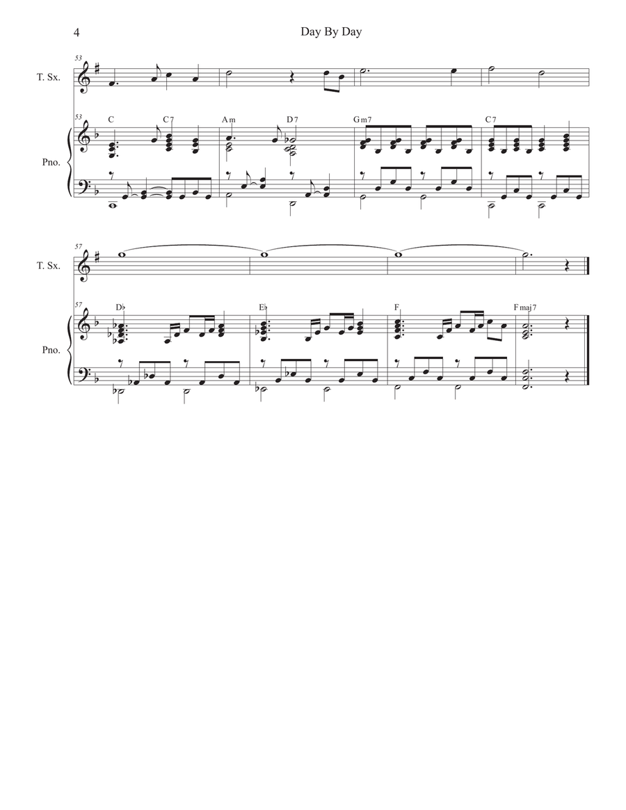 Day By Day (Tenor Saxophone and Piano) Day By Day (Tenor Saxophone and Piano) Tenor Saxophone scores gallery preview page 4