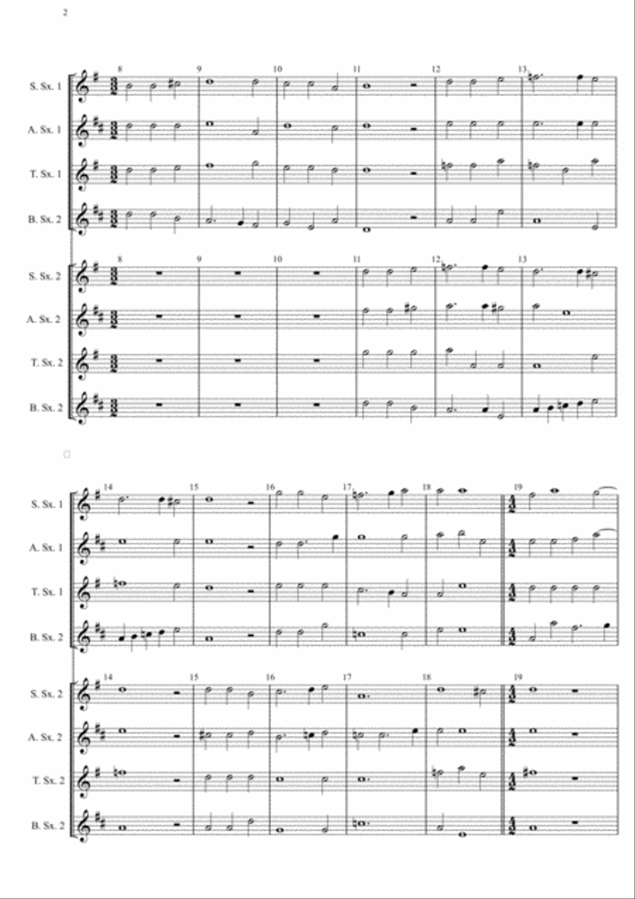 G. Gabrieli - Canzon per sonar septimi toni a 8, Ch.172, arr. for Double Sax quartet Saxophone Quartet scores gallery preview page 2