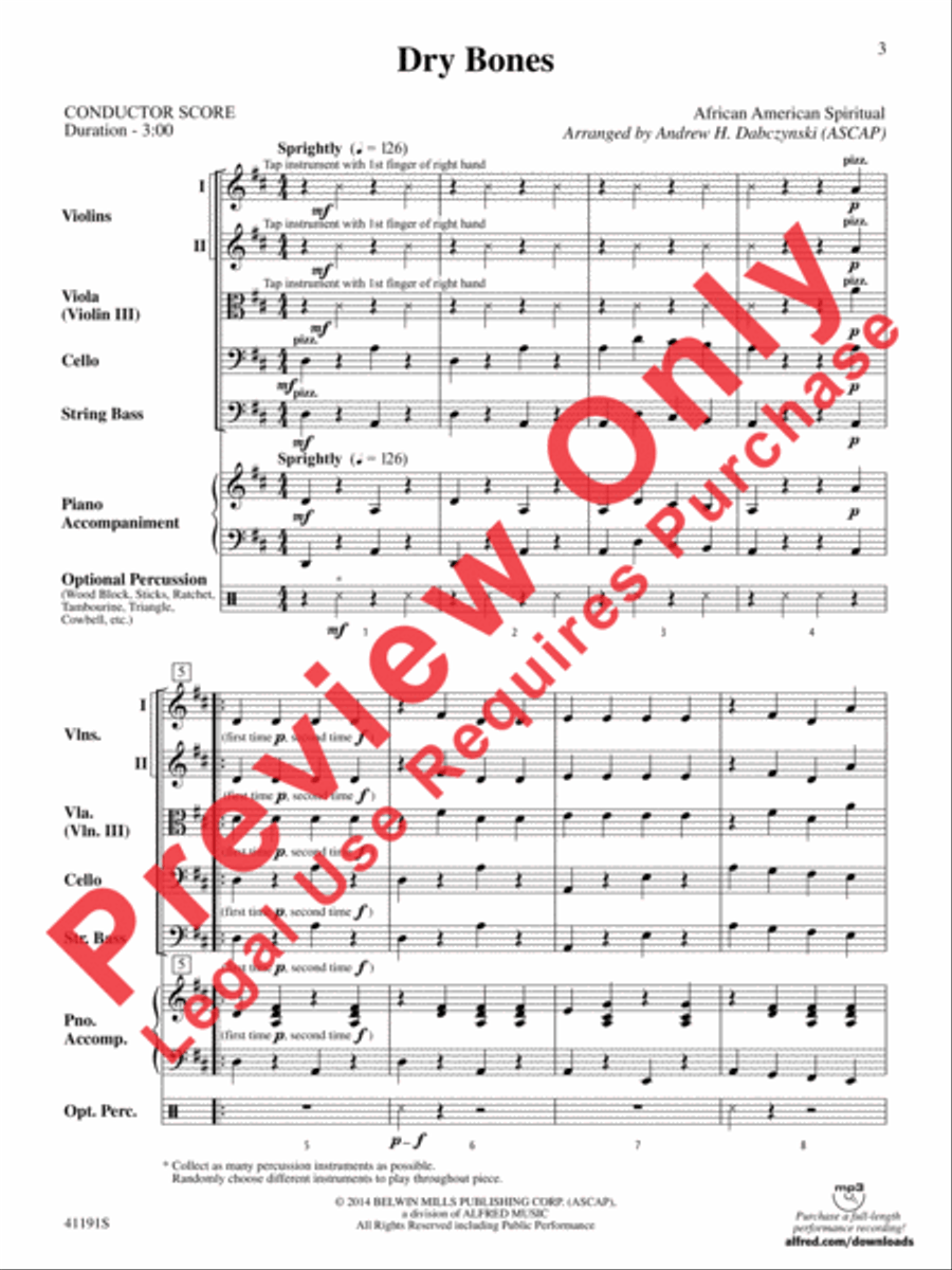 Dry Bones Dry Bones String Orchestra scores gallery preview page 4