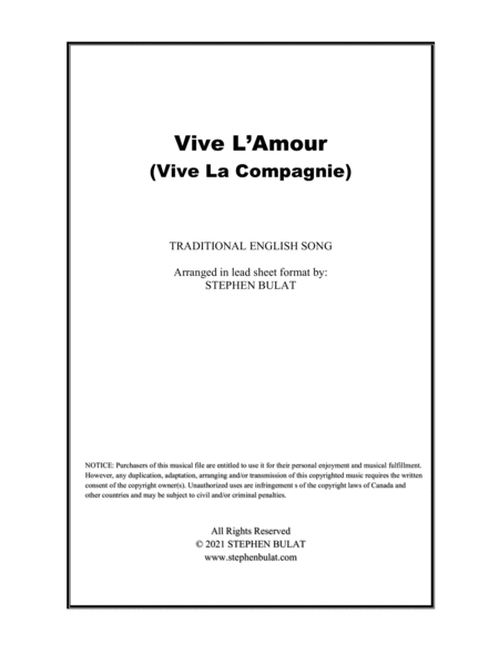 Vive L'Amour (Vive La Compagnie) - Lead sheet (key of G)