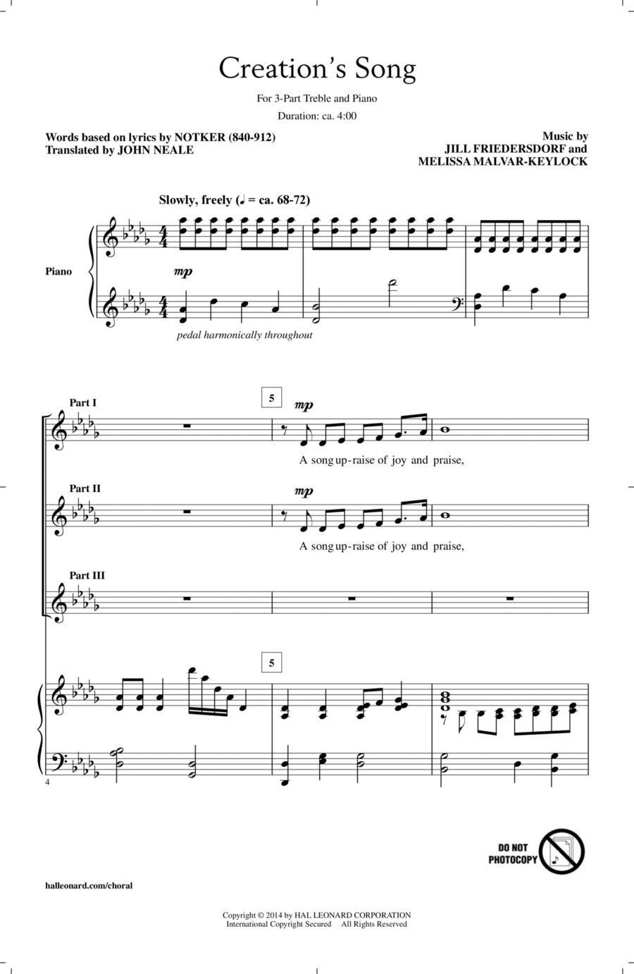 Creation's Song 3-Part scores gallery preview page 1