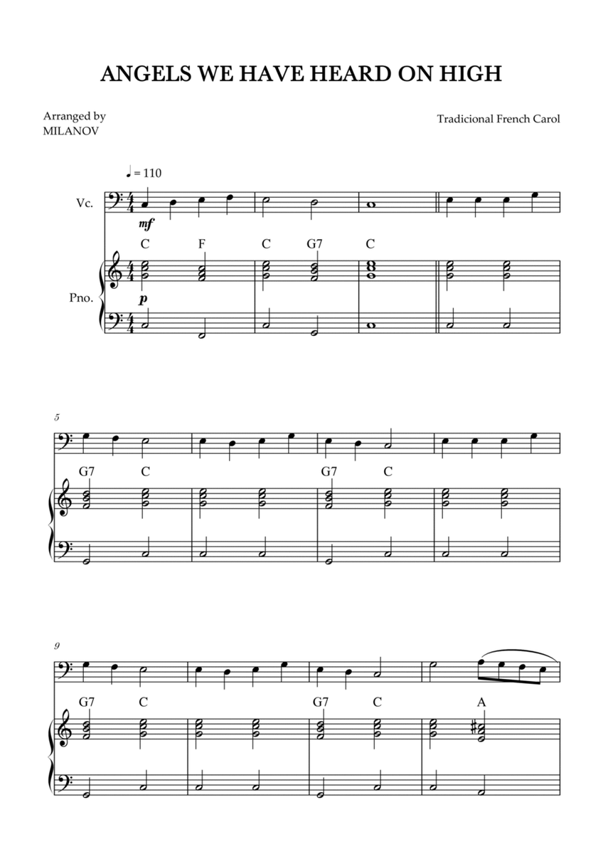 Angels We Have Heard on High | Christmas song | cello | easy beginner | Chords image number null